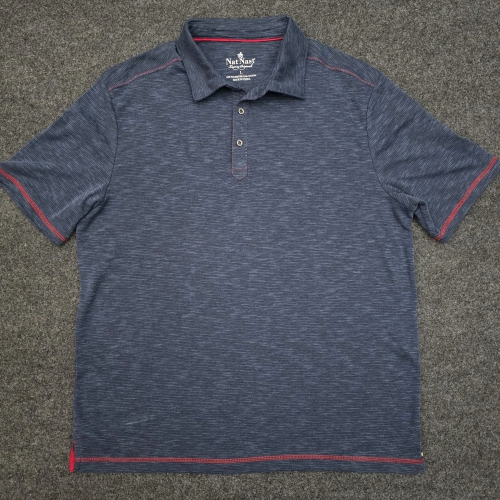 Nat Nast Mens Large Blue Red Trim Luxury‎ Originals Polo Shirt Casual